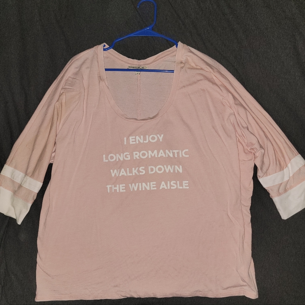 Express I Enjoy Wine T-Shirt - Large - Pink